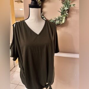 Olive Green Cold Shoulder Top XL